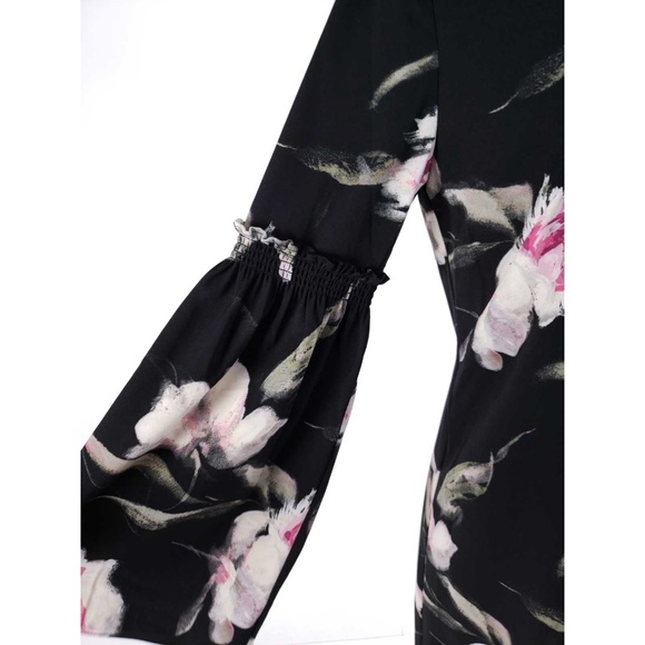 White House Black Market Floral Bell Sleeve Dress - Picture 3 of 8